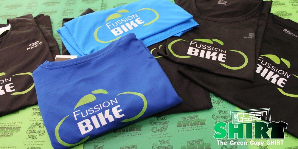impresión de camisetas para tienda bicicletas fussionbike relax fitness gym belleza gimnasios serigrafía imprimir Villanueva de la Cañada MADRID